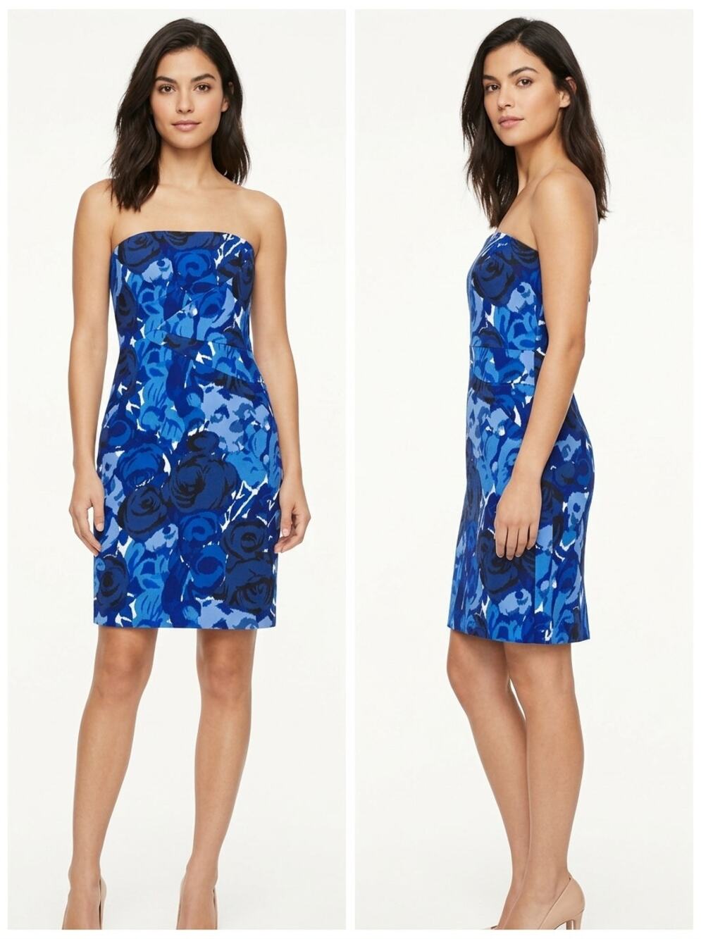 Ann Taylor Floral Strapless Sheath Dress Sleeveless Lined Women Size 6P